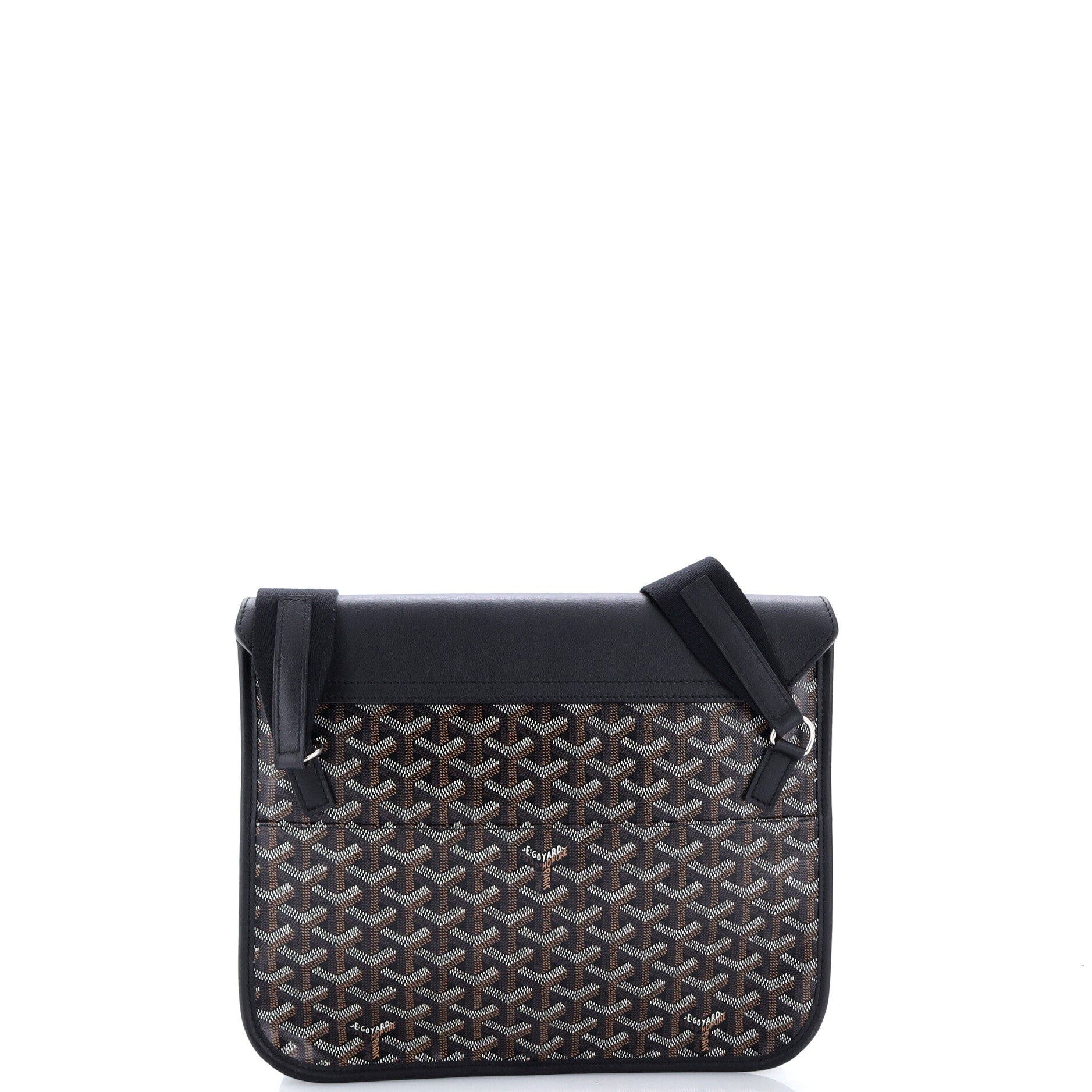 Coursier Messenger Bag Coated Canvas and Leather, Alternate, color, Black