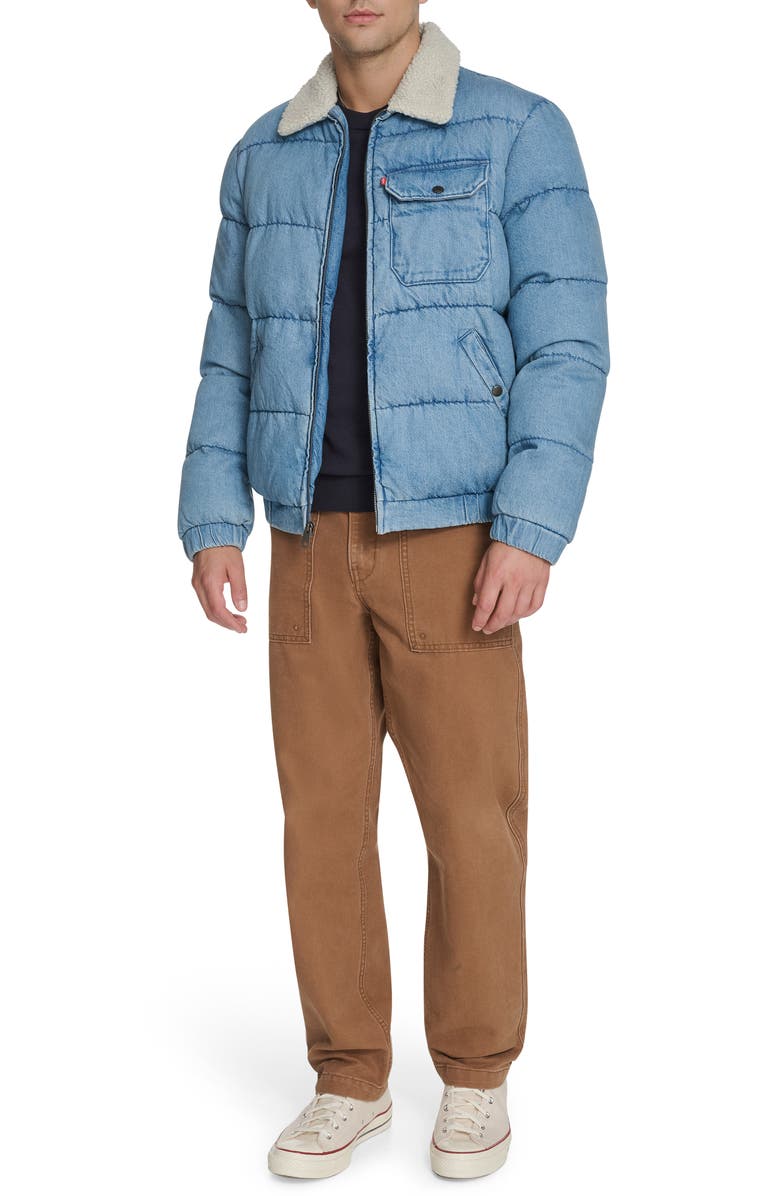 Levi's Quilted Denim Jacket with Fleece Collar, Alternate, color, Light Wash Denim