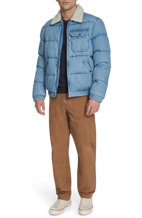 Levi's Quilted Denim Jacket With Fleece Collar In Blue