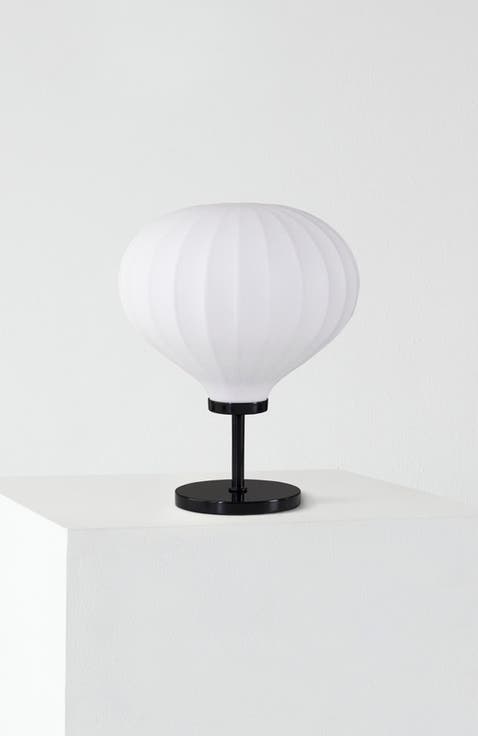 Nimbus 9" LED Table Lamp with Black Finish and White Balloon Dome Shade, Bulb Included