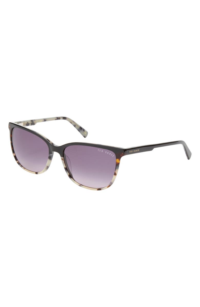 Ted Baker London 56mm Rectangular Sunglasses, Alternate, color, Black