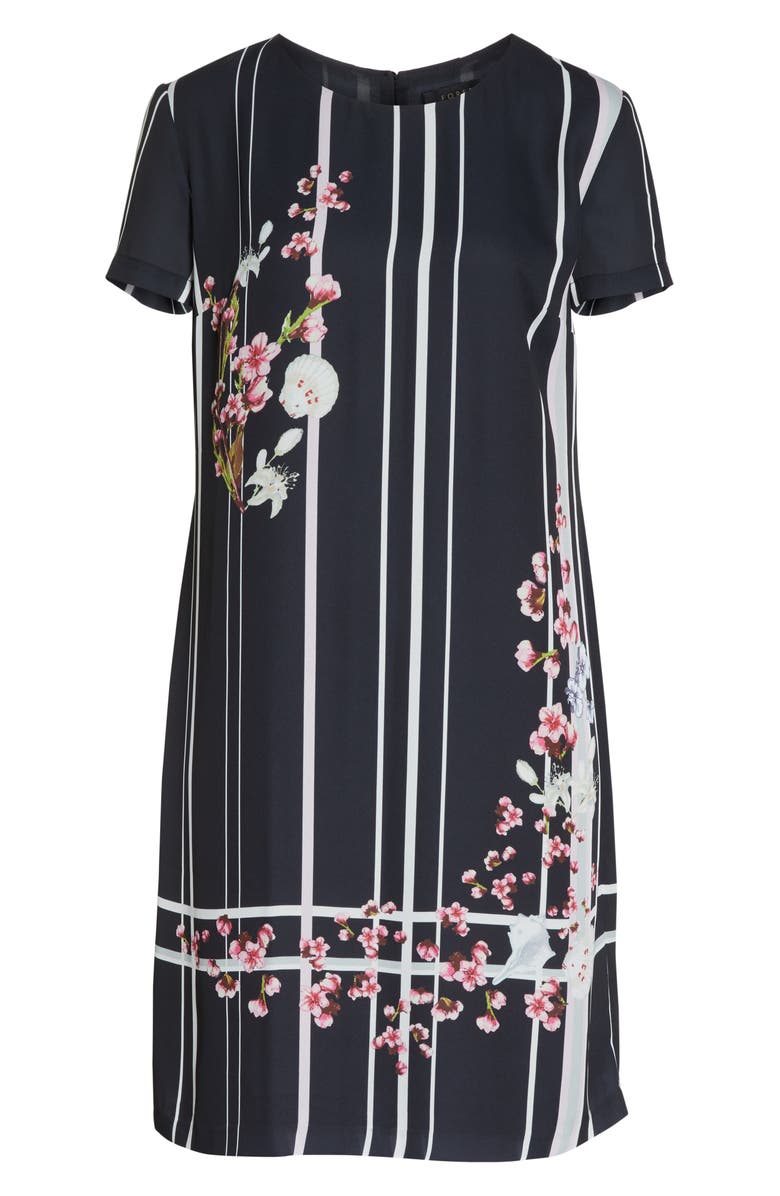 Forest Lily Stripe Floral Shift Dress, Alternate, color, 