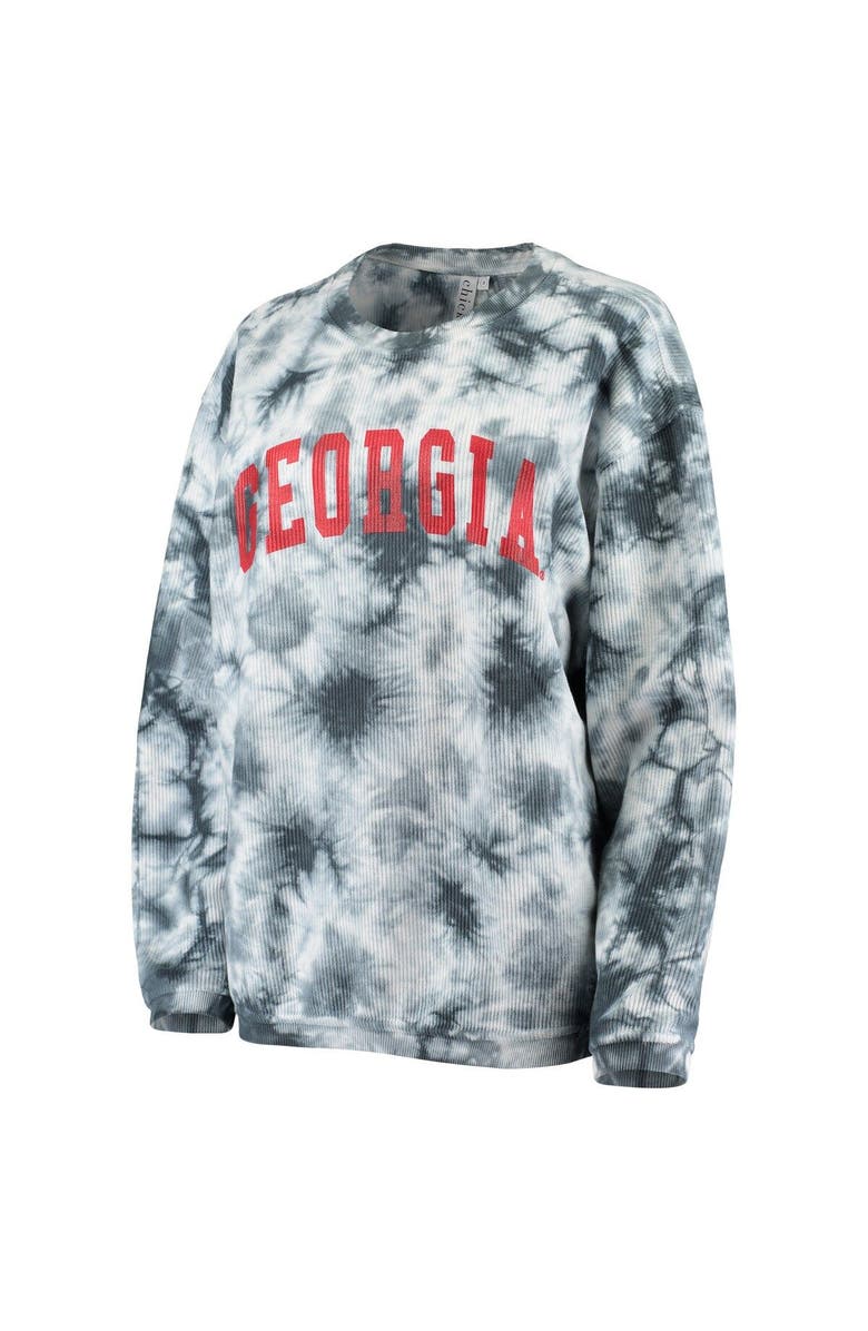 CHICKA-D Women's chicka-d White/Charcoal Georgia Bulldogs Tie Dye Corded Pullover Sweatshirt, Alternate, color,
