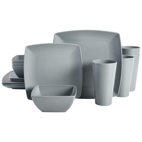 Grayson 16 Piece Square Melamine Dinnerware Set