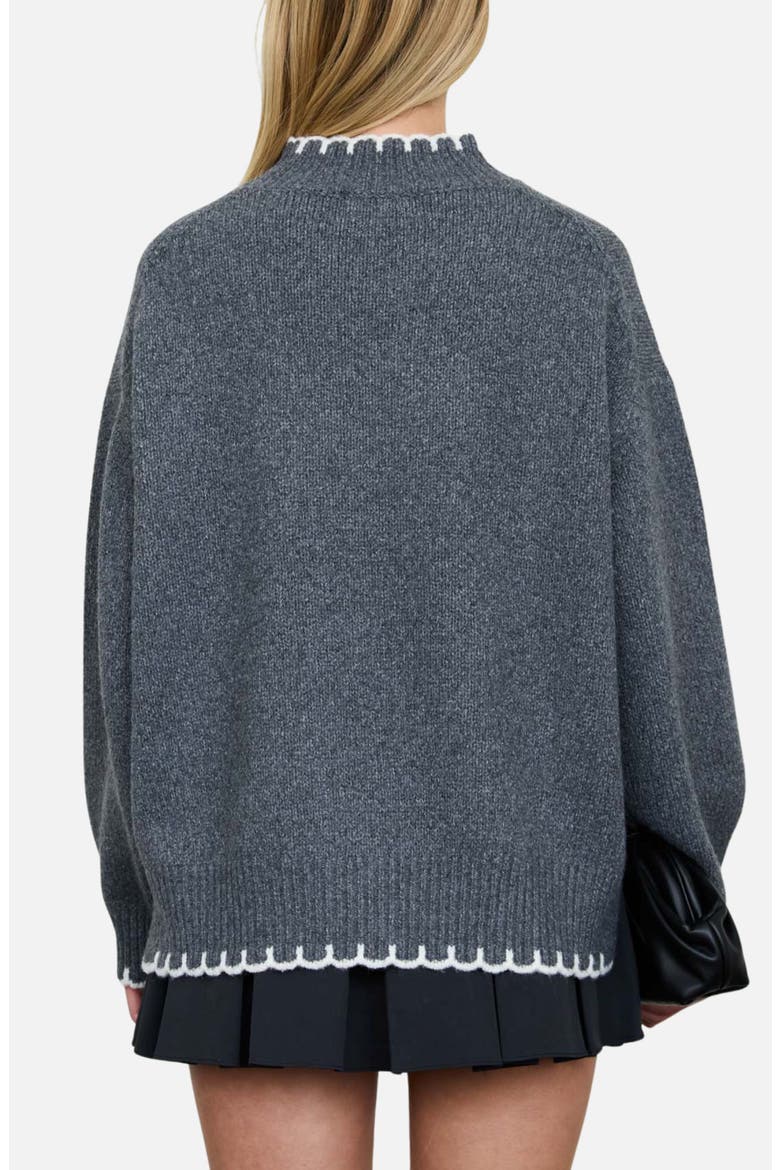 Scalloped Trim Sweater, Alternate, color, CHARCOAL MULTI