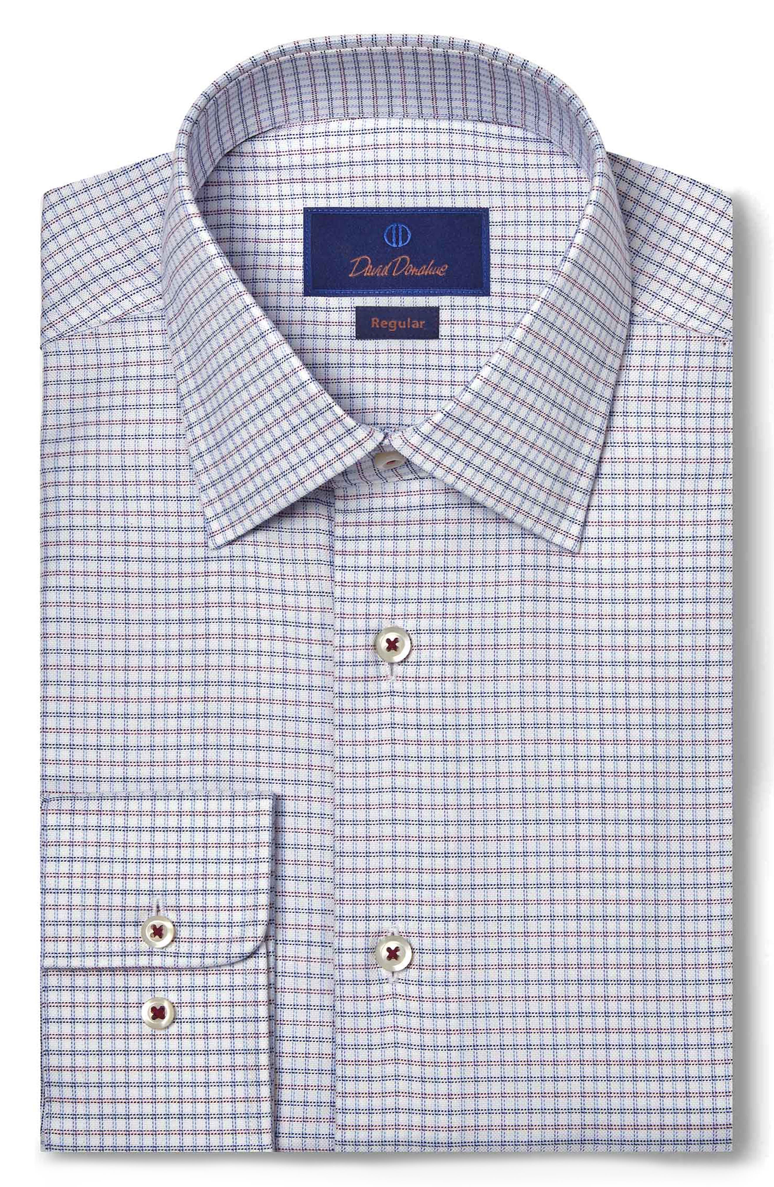 David Donahue Regular Fit Micropattern Cotton Dress Shirt