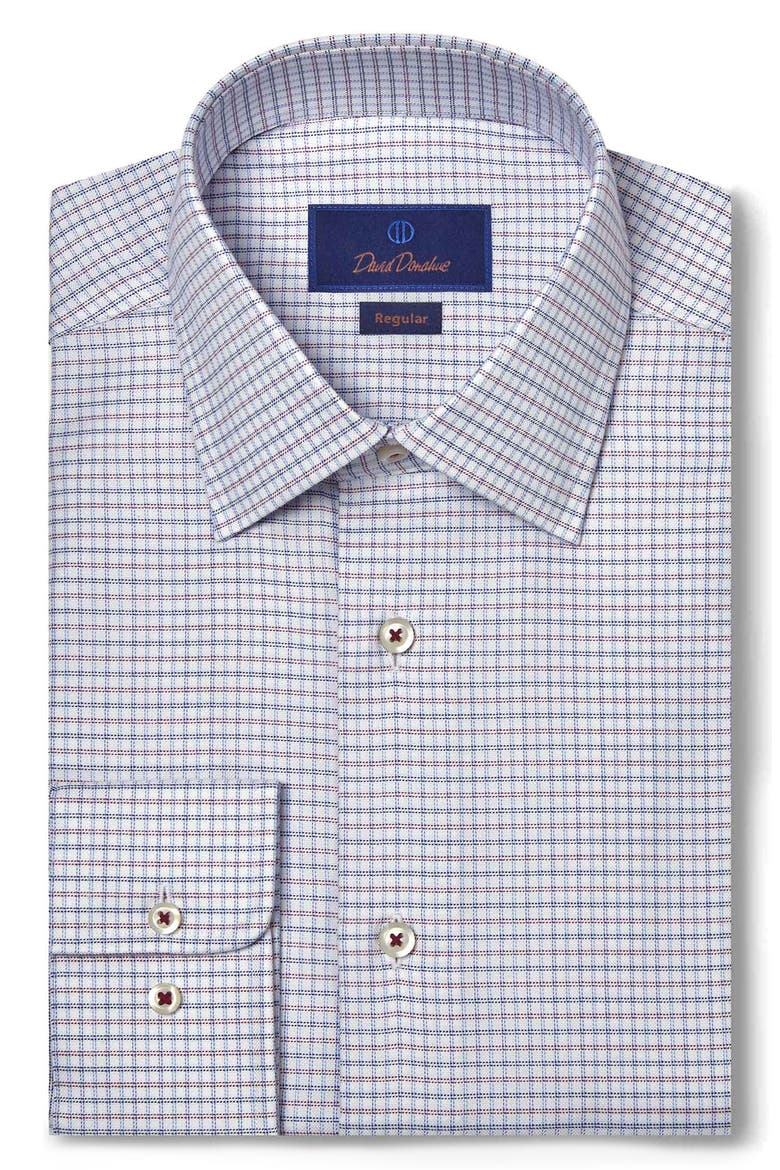 Regular Fit Micropattern Cotton Dress Shirt, Main, color, NAVY/ MERLOT