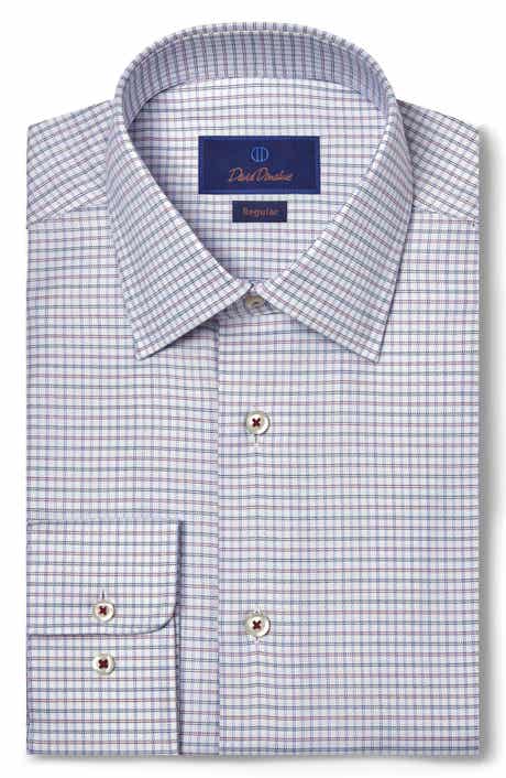 David Donahue Regular Fit Micropattern Cotton Dress Shirt