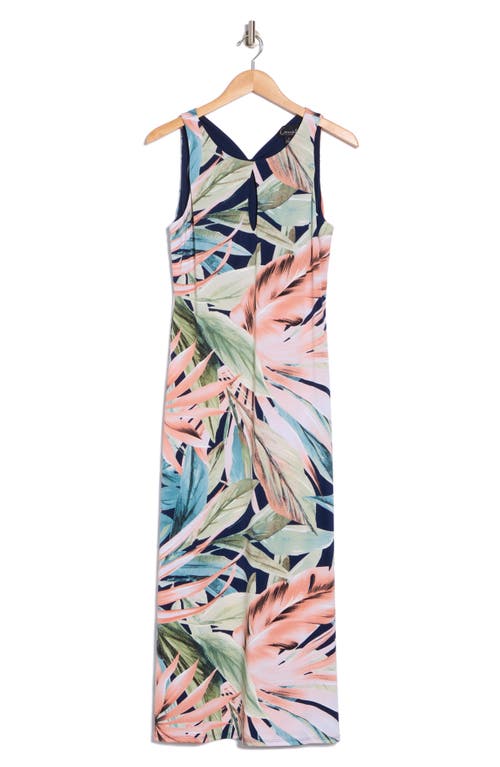Connected Apparel Keyhole Sleeveless Maxi Dress In Navy