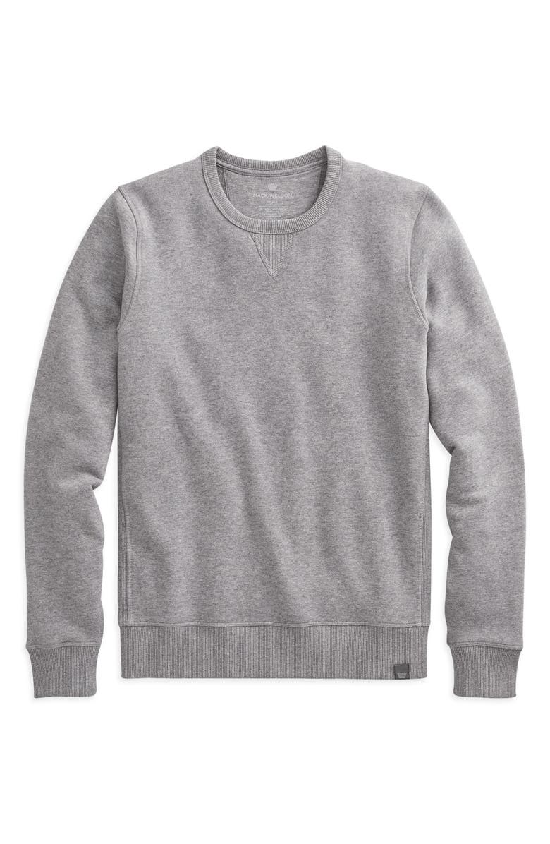 Mack Weldon Ace Cotton Blend French Terry Crewneck Sweatshirt, Alternate, color, Grey Heather