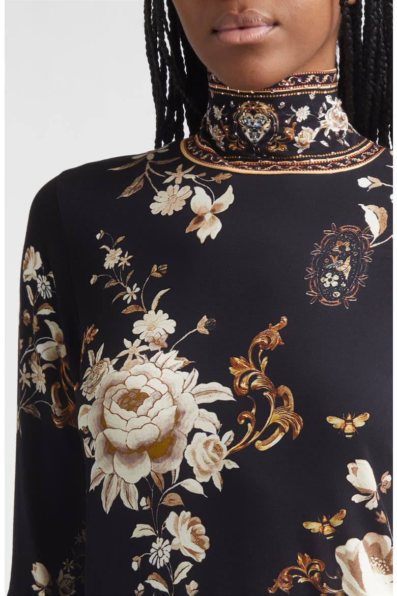 Flamenco Folklore Print Jersey Turtleneck Top, Alternate, color, FLAMENCO FOLKLORE