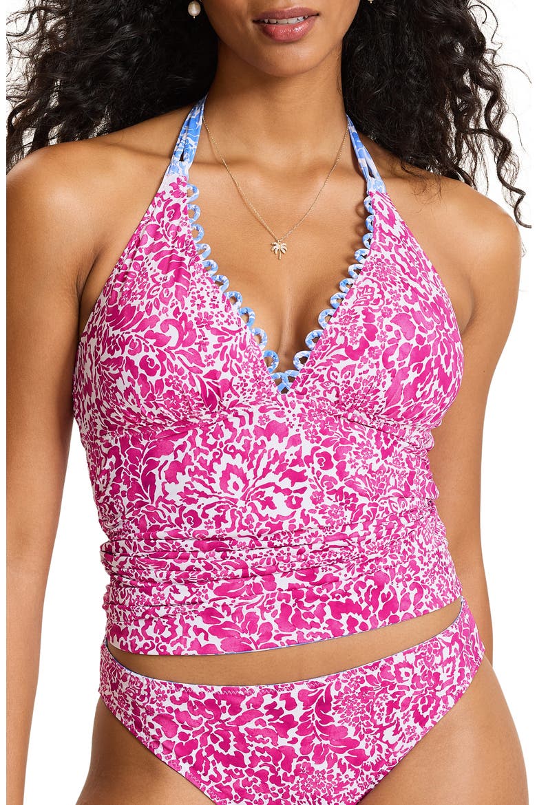 Paisley Daze Reversible UPF 50+ Tankini, Main, color, HIBISCUS POP REV