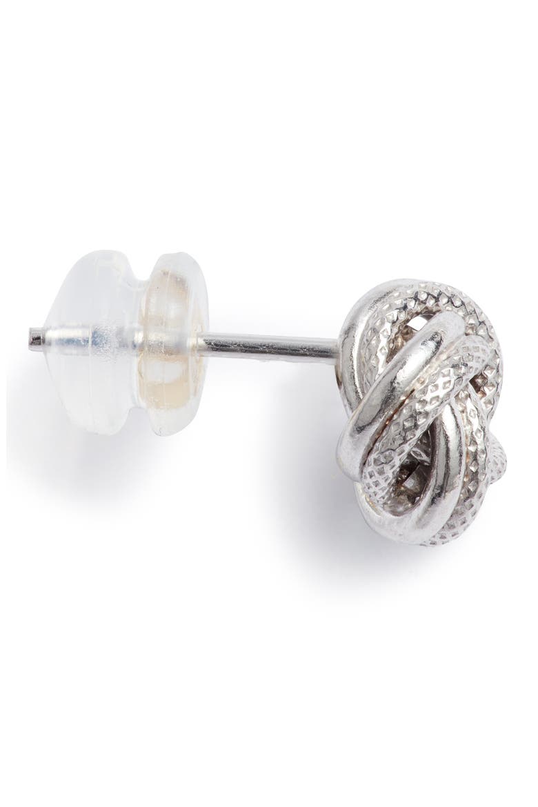 14K Gold Knot Stud Earrings, Alternate, color, 14KW