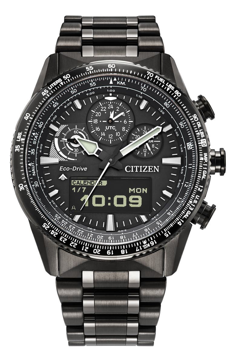 Citizen Promaster Skyhawk Eco-Drive Chronograph Bracelet Watch, 43mm, Main, color, Gray
