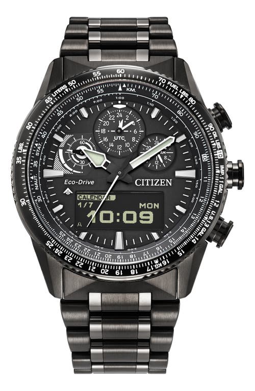 Citizen Men's Promaster Skyhawk U830 Analog-digital Gray Stainless Steel Bracelet Watch 43mm In Brown