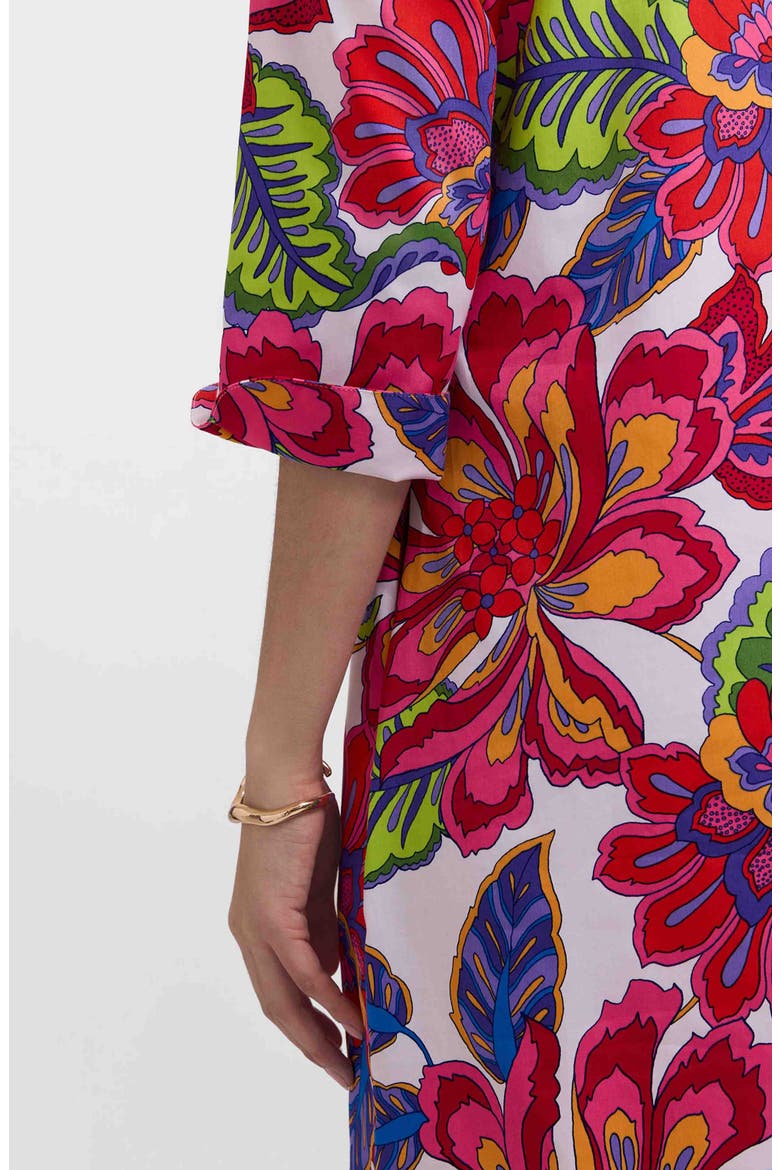 Vena Paradise Blooms Print Cotton Shift Dress, Alternate, color, PINK/ WHITE MULTI