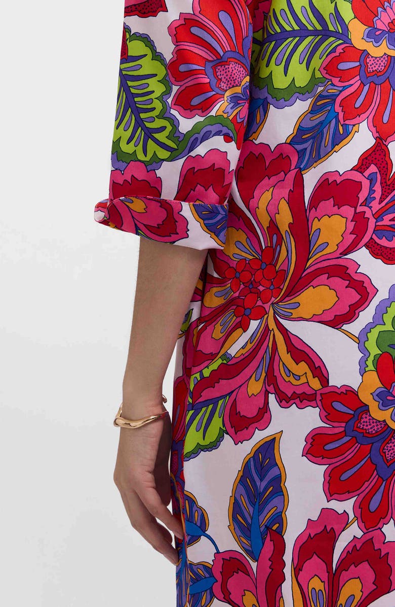 Foxcroft Vena Paradise Blooms Print Cotton Shift Dress, Alternate, color, 