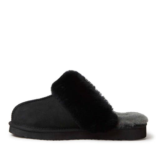 Dearfoams Fireside Sydney Genuine Shearling Scuff Slipper In Black