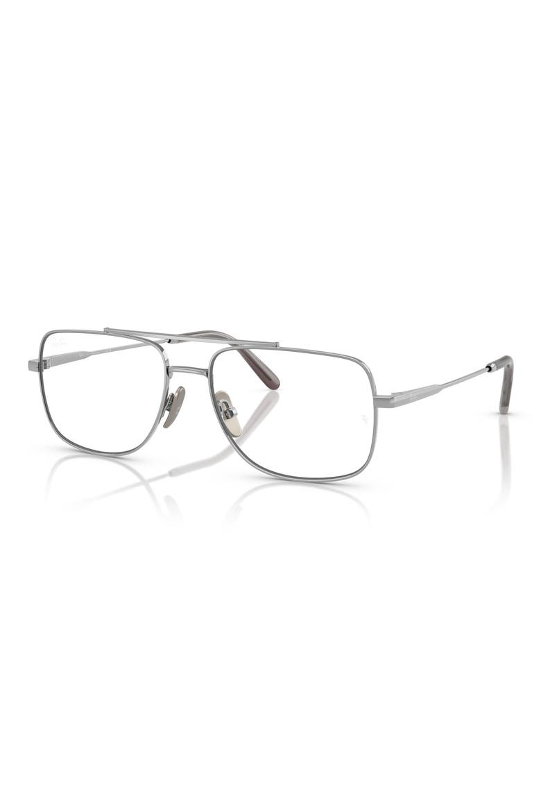 William Titanium 56mm Square Optical Glasses, Alternate, color, SILVER