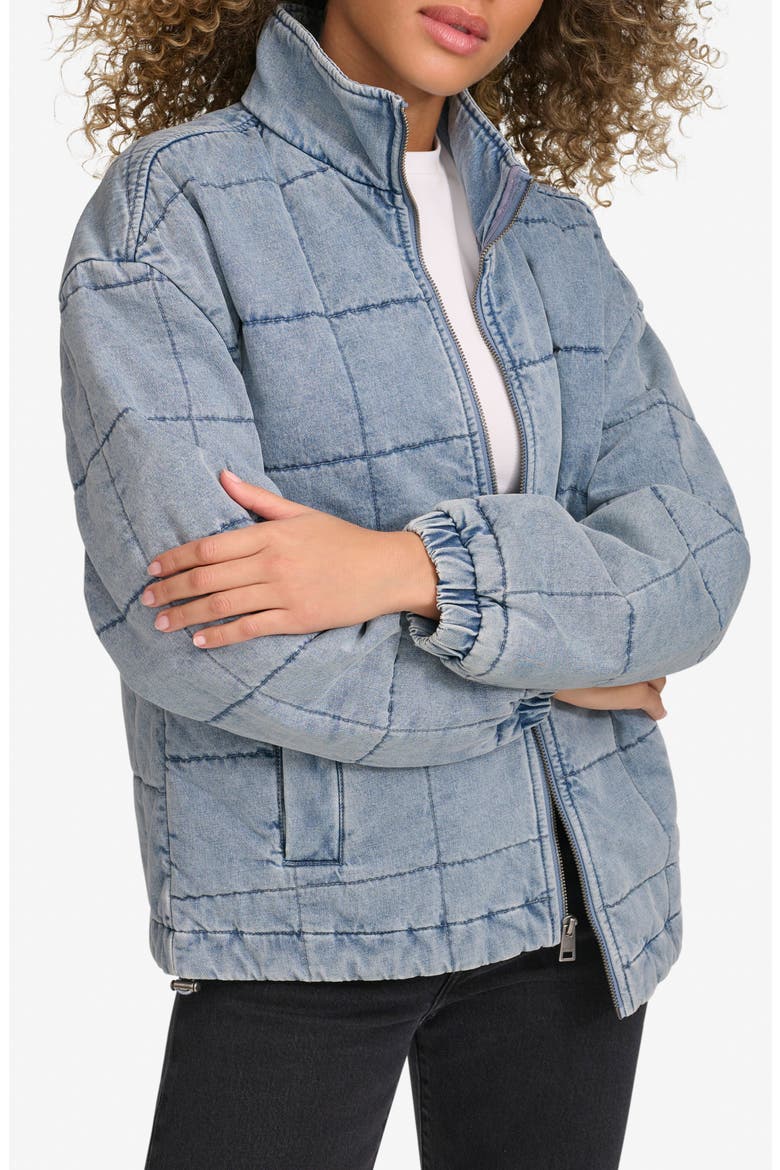 Box Quilted Water Resistant Cotton Jacket, Alternate, color, LIGHT WASH DENIM