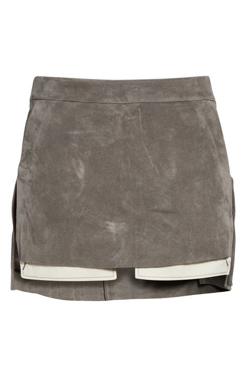 Fog Asymmetric Suede Miniskirt