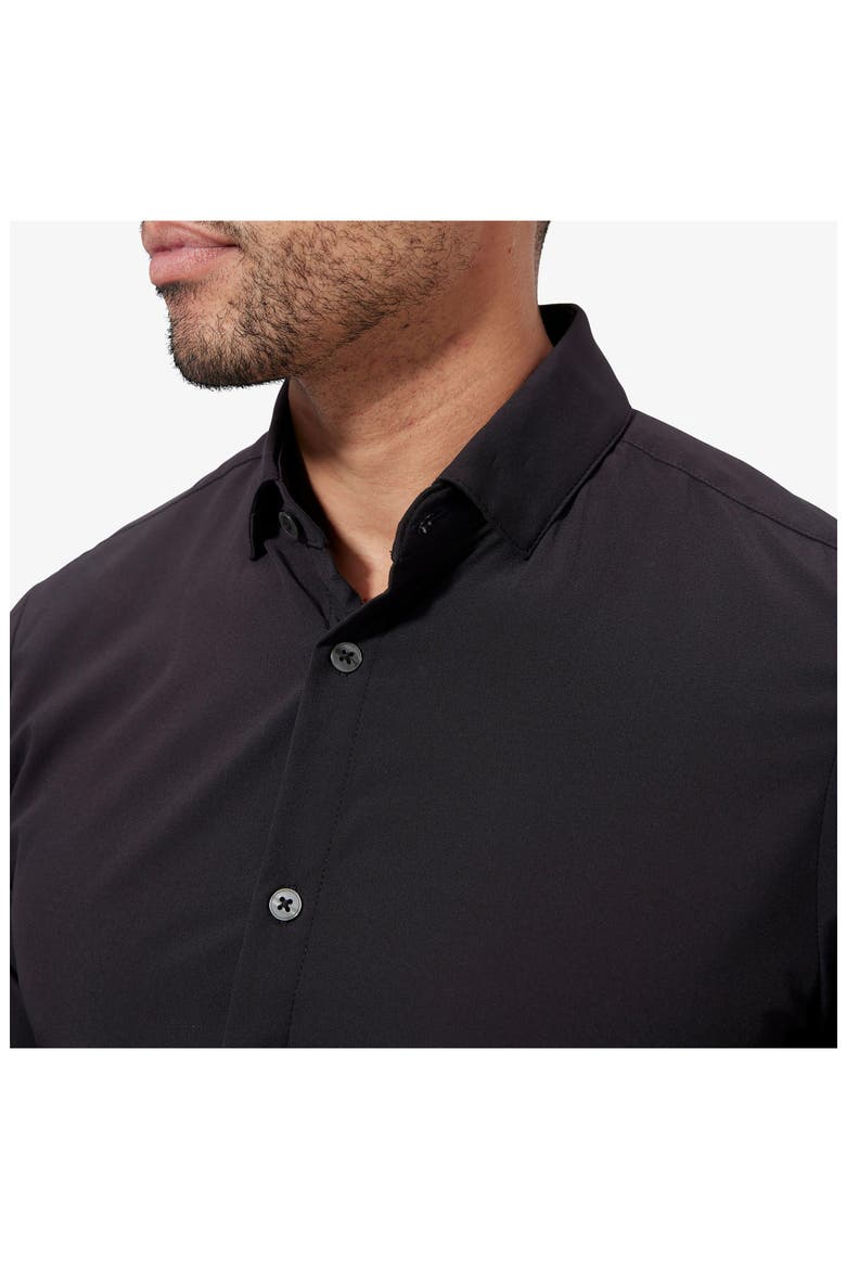 Leeward Trim Fit Solid Performance Button-Up Shirt, Alternate, color, BLACK