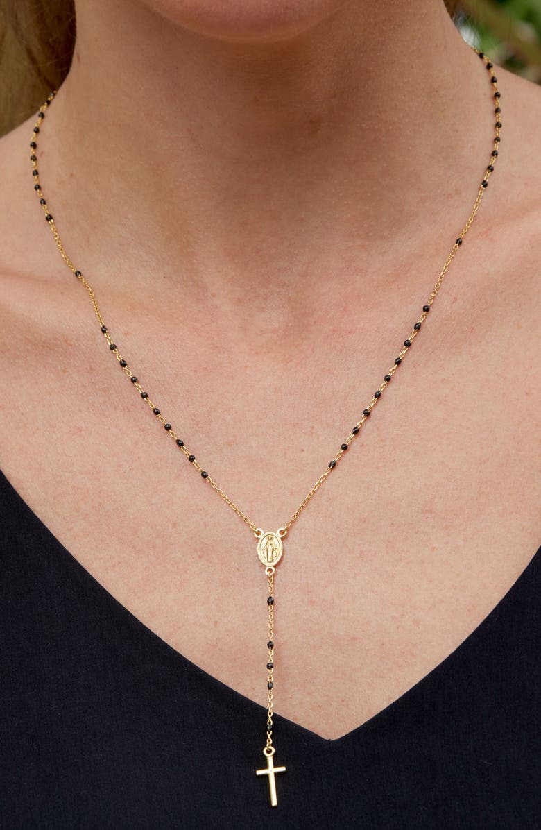 SAVVY CIE JEWELS Enamel Dot Rosary, Alternate, color, Yellow Gold
