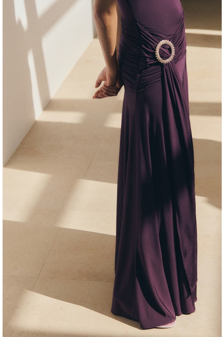 Cap Sleeve Ruched Waist Dress, Alternate, color, PURPLE