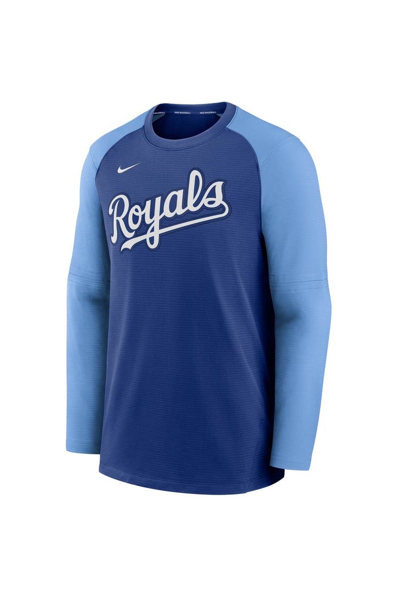 Men's Nike Royal/Light Blue Kansas City Royals Authentic Collection Pregame Performance Raglan Pullover Sweatshirt, Alternate, color, Royal