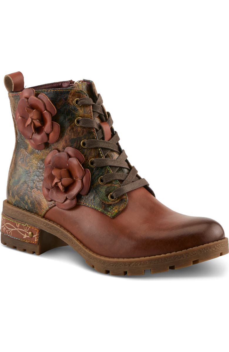 L'Artiste by Spring Step Martinela Combat Boot, Main, color, Brown Multi
