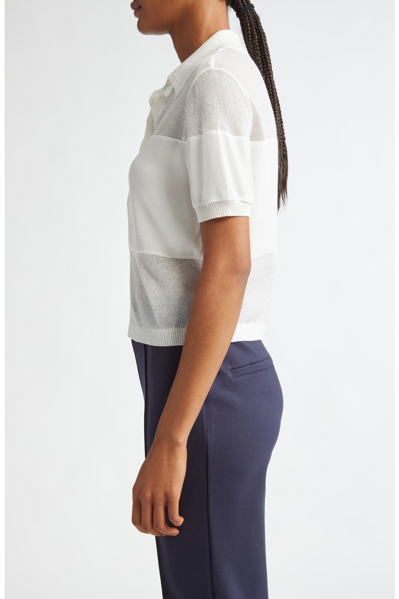 Quaint Short Sleeve Cotton Blend Polo Sweater, Alternate, color, WHITE