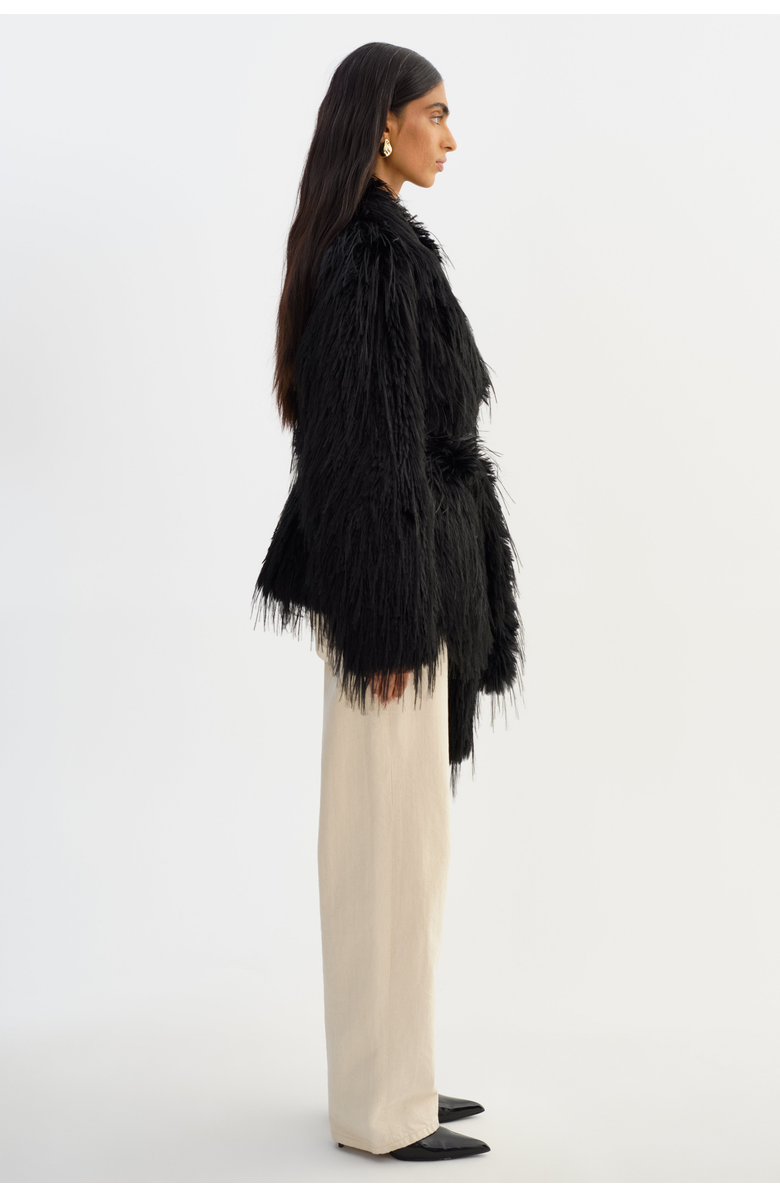 LAMARQUE Isla | Faux Fur Belted Coat, Alternate, color, Black