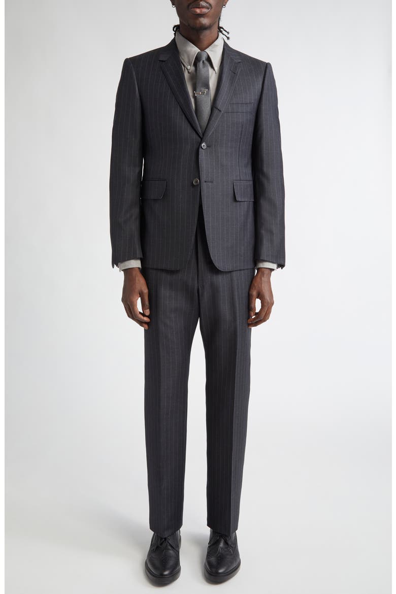 Fit 1 Pinstripe Wool Backstrap Pants, Alternate, color, DARK GREY