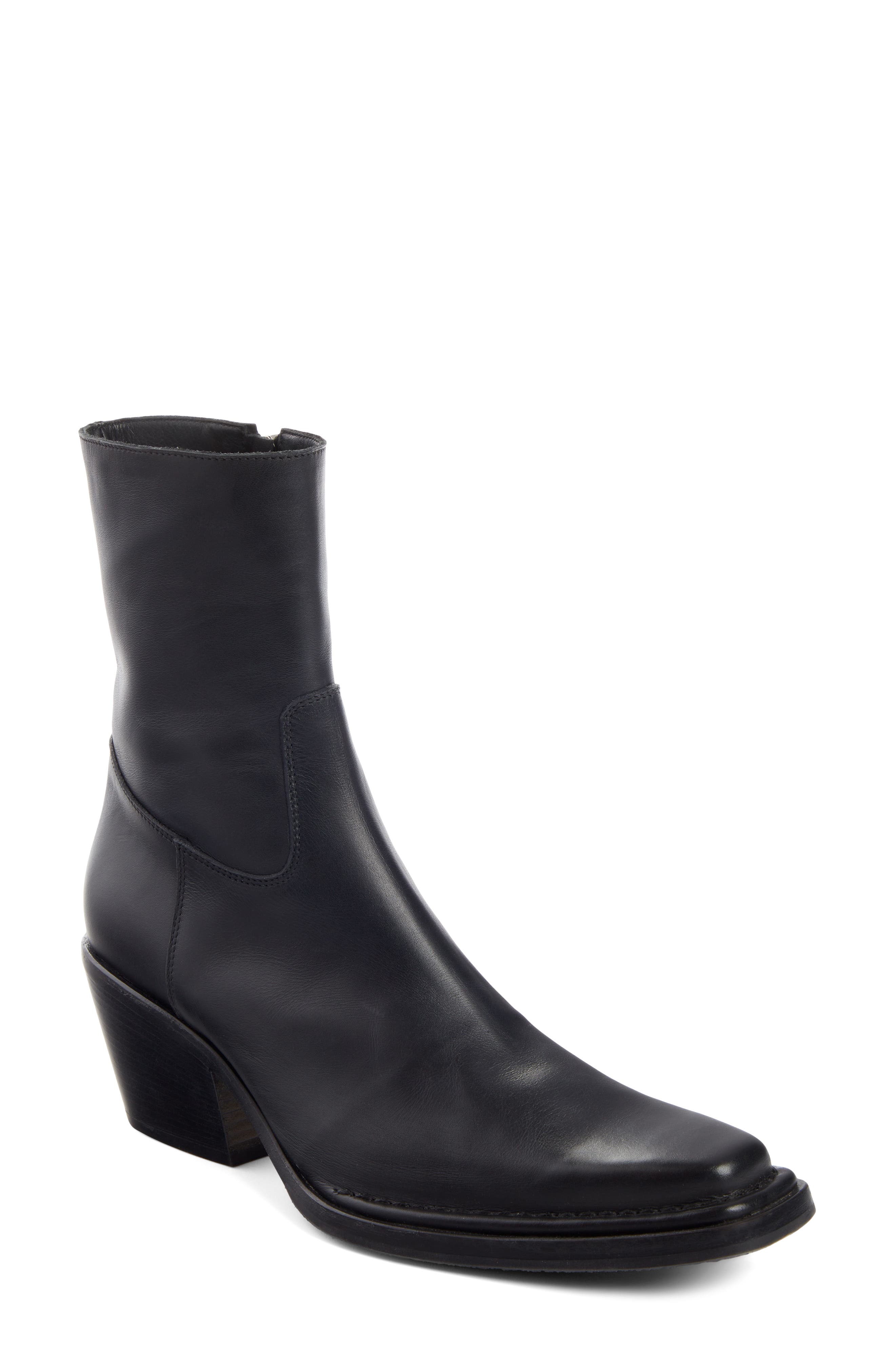 Bruna Square Toe Boot, Main, color, BLACK