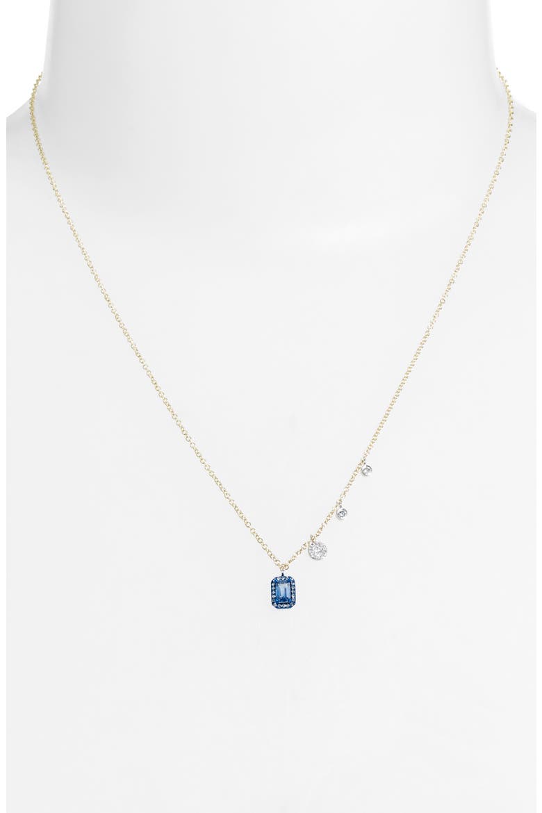 Diamond Pavé Blue Sapphire Pendant & Charms Necklace, Alternate, color, BLUE