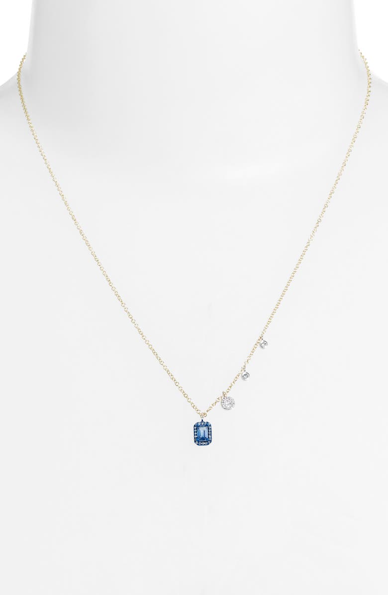 Meira T Diamond Pavé Blue Sapphire Pendant & Charms Necklace, Alternate, color, Blue