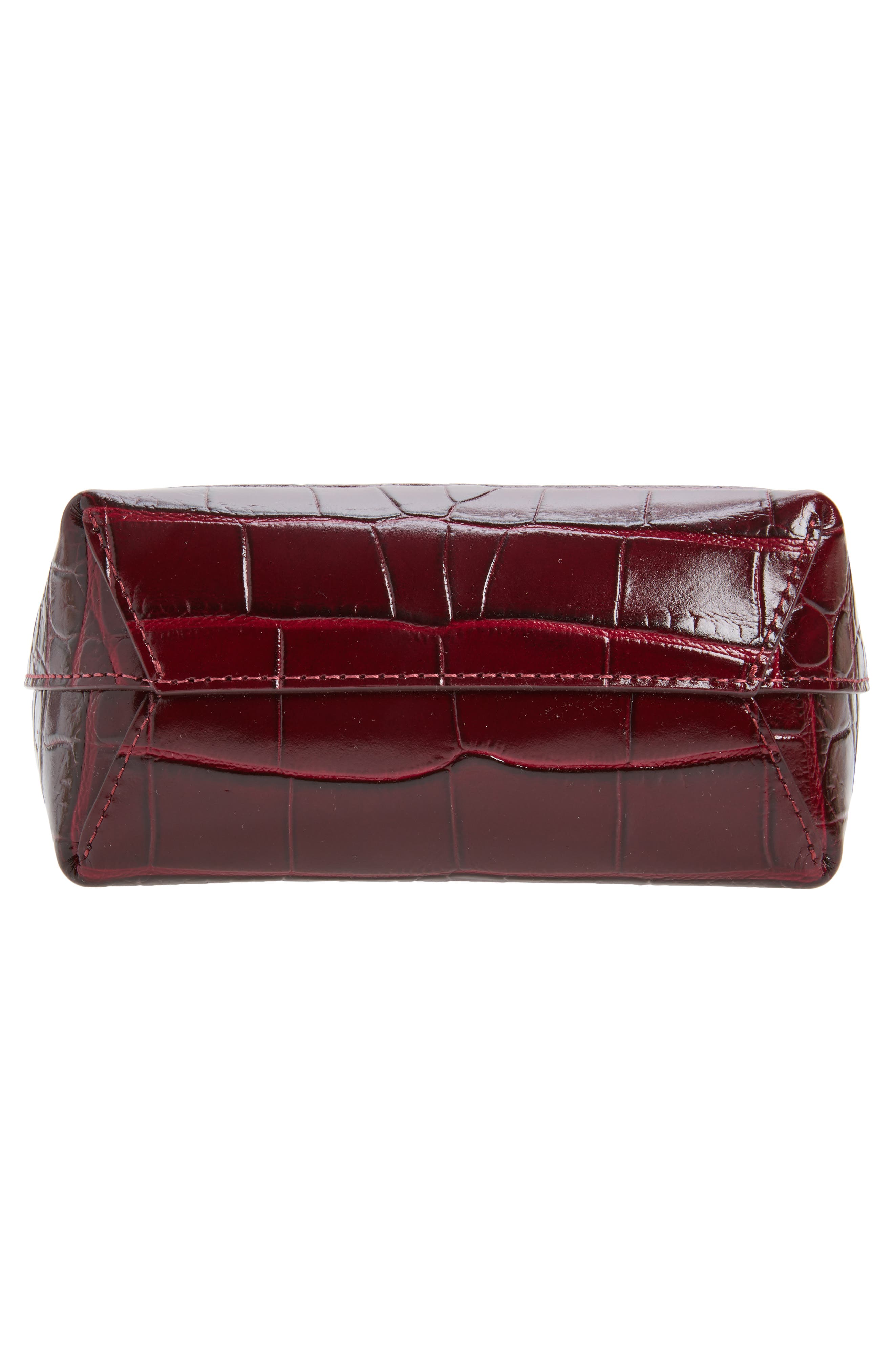 Mini Everyday Cabas Croc Embossed Leather Shoulder Bag, Alternate, color, OXBLOOD