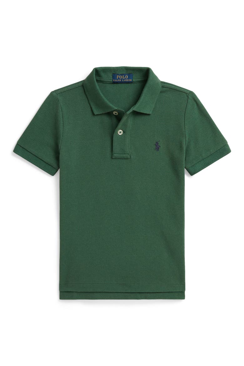 Kids' Cotton Piqué Polo, Main, color, VERANO GREEN