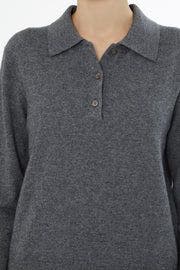 Shirt Collar Button-Front Wool Cashmere Sweater - image 2