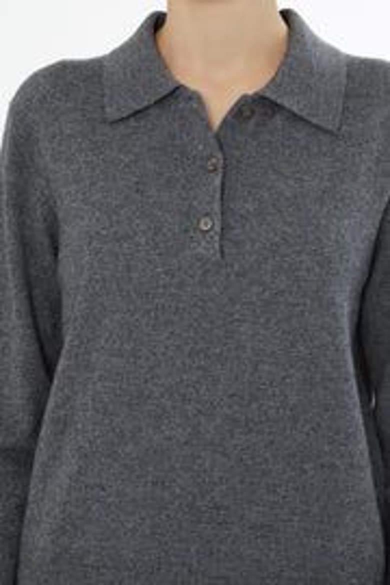 Shirt Collar Button-Front Wool Cashmere Sweater, Alternate, color, Grey