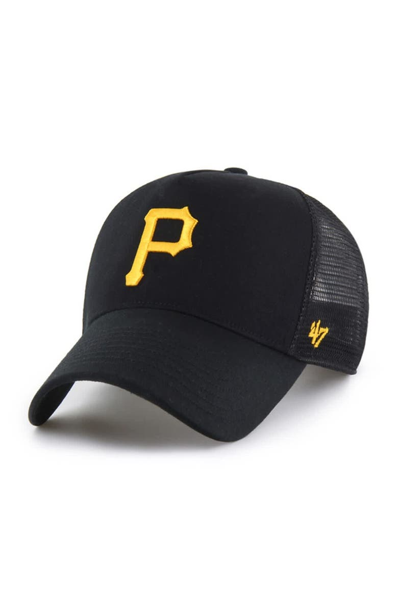 '47 Men's '47 Black Pittsburgh Pirates Ballpark Offside Adjustable Trucker Hat, Main, color, 