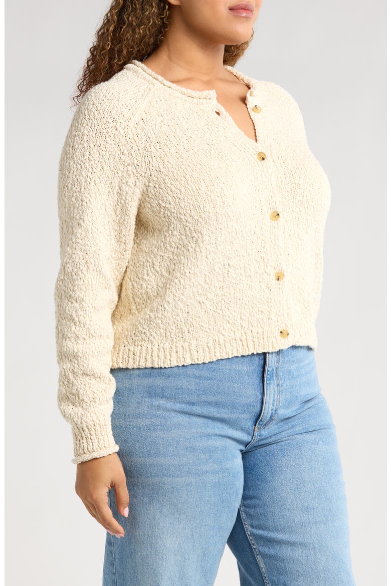 Fitted Crewneck Cardigan, Alternate, color, IVORY DOVE