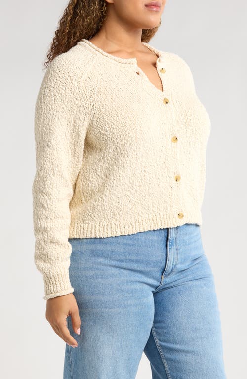 Treasure & Bond Fitted Crewneck Cardigan In Ivory Dove