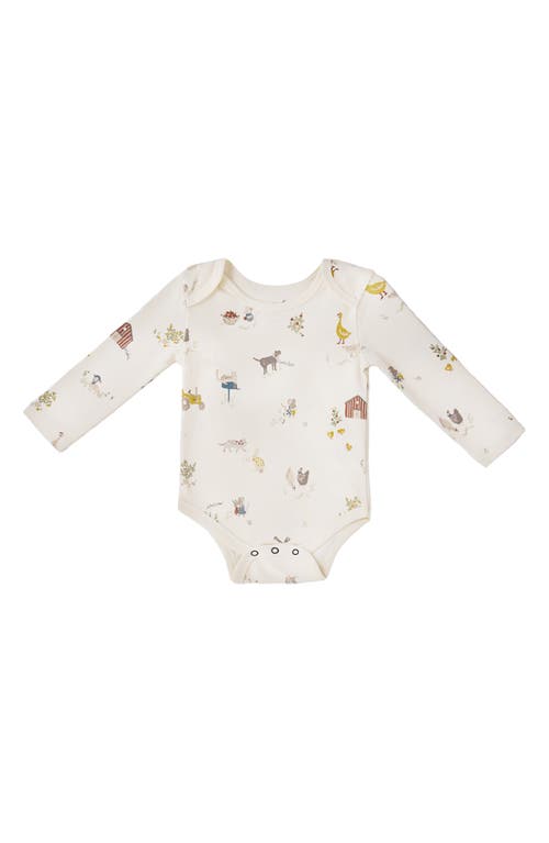 Pehr Print Long Sleeve Organic Cotton Bodysuit In White