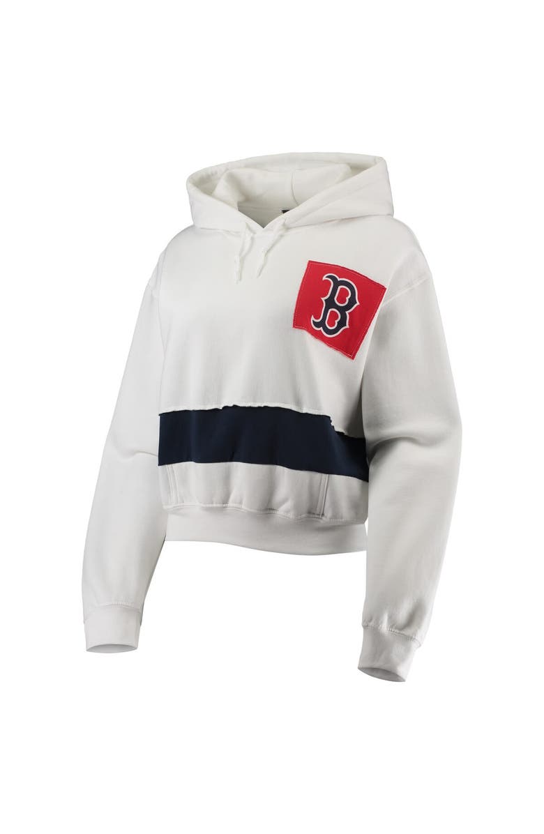 REFRIED APPAREL Women's Refried Apparel White/Navy Boston Red Sox Cropped Pullover Hoodie, Alternate, color, 