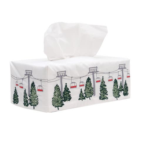 Ski Lift and Pines Large Tissue Box Cover