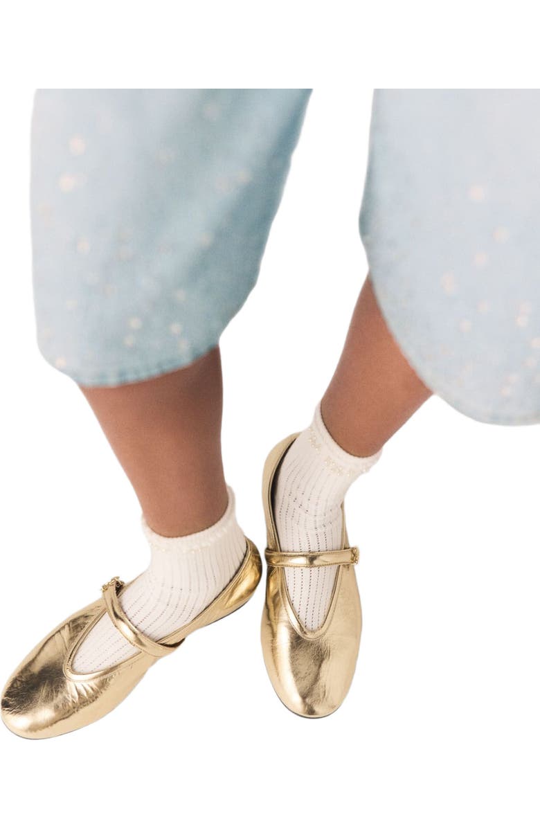 maje Metallic leather ballet flats, Alternate, color, Light Gold