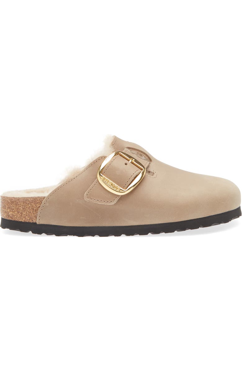 Birkenstock Boston Big Buckle Genuine Shearling Lined Clog, Alternate, color, Tobacco Brown