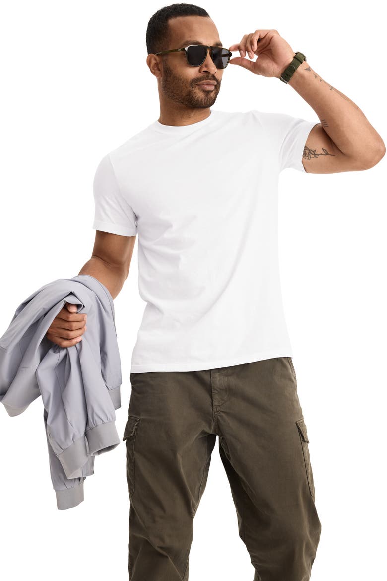 Mens Cool Cotton Stretch Crew Neck Undershirt, Alternate, color, Diamond White