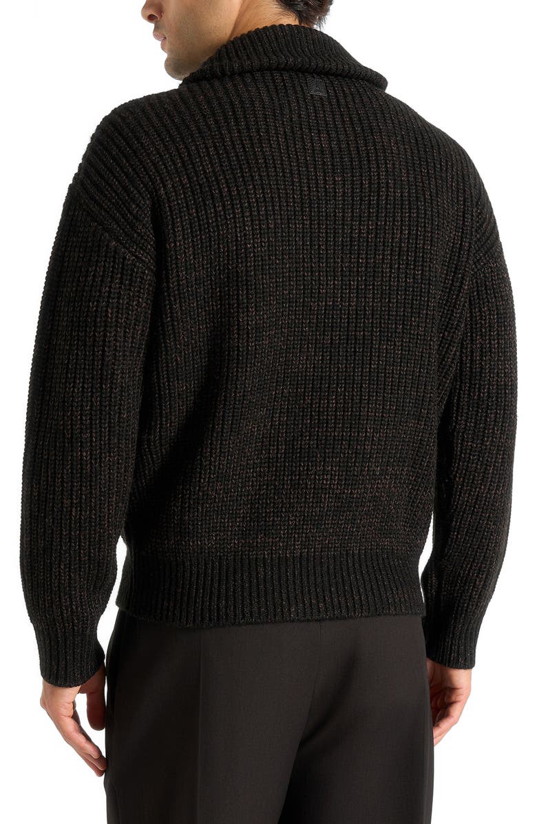 Manière De Voir Jamie Unisex Speckled Wool Zip Through Jacket, Alternate, color, Black